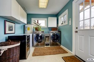 Light blue laundry room