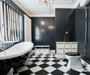 modern white and black floor bathroom