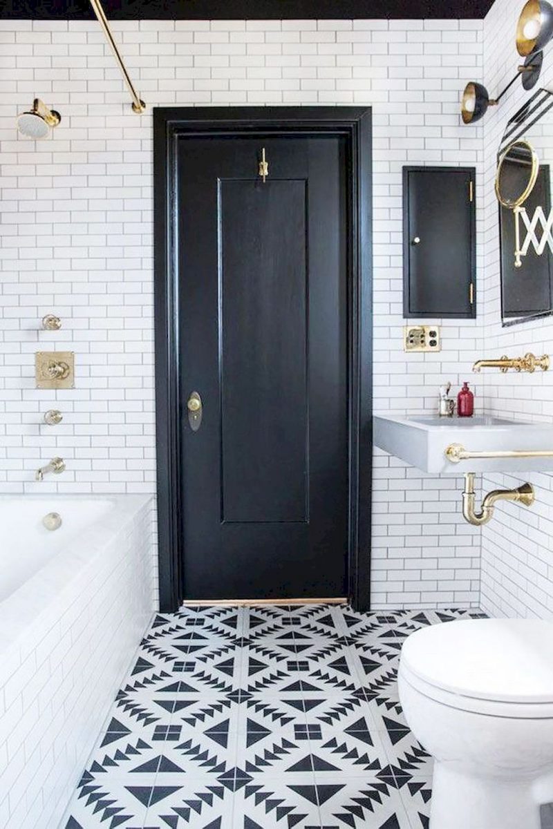 Black and white tile bathroom