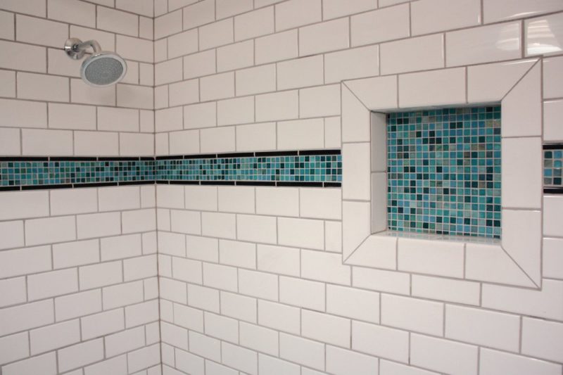 Blue mosaic accent subway tile ideas