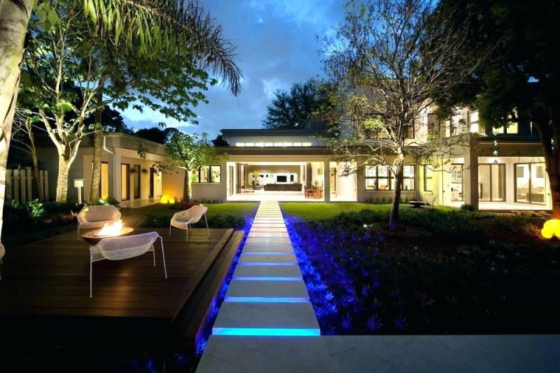 amazing blue garden lighting design