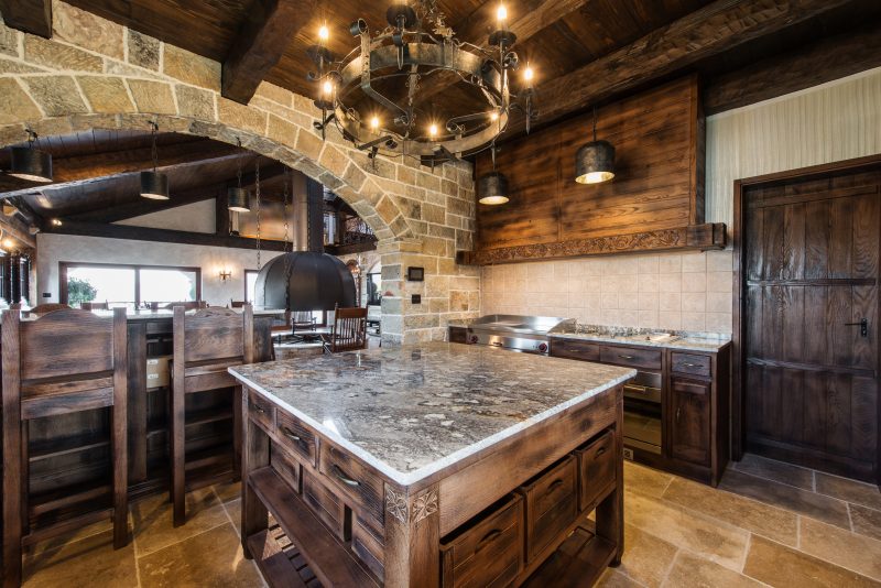 Luxury kitchen island with rustic wood style