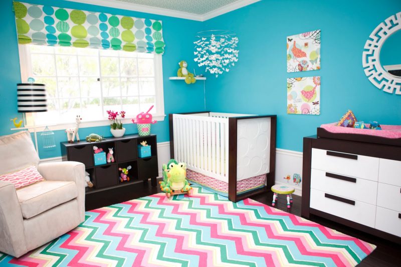 blue and pink bedroom for girl