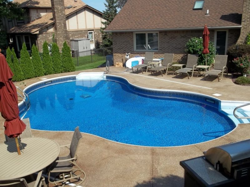 Modern Blue Tiles Backyard Pool