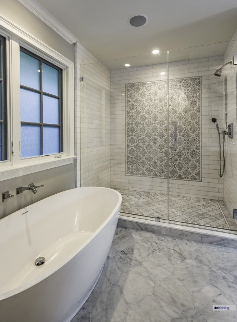 Amazing Master Bathroom with large tub and tiled shower