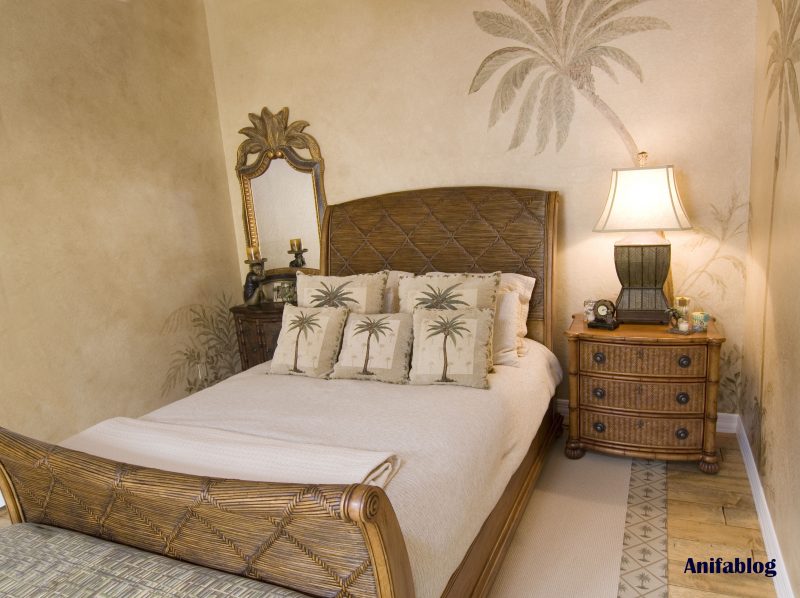 Tropical style rattan bedroom