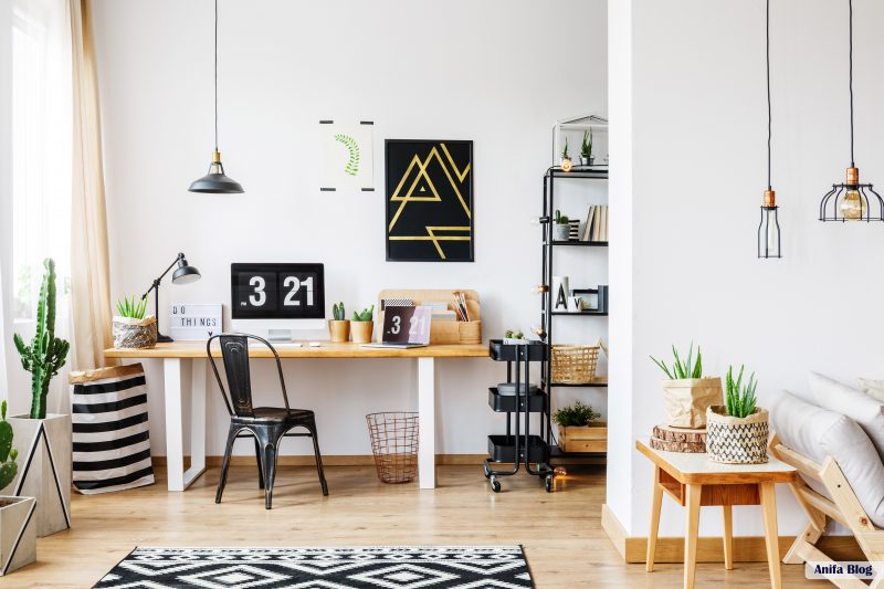 Trendy room with workspace for a freelancer