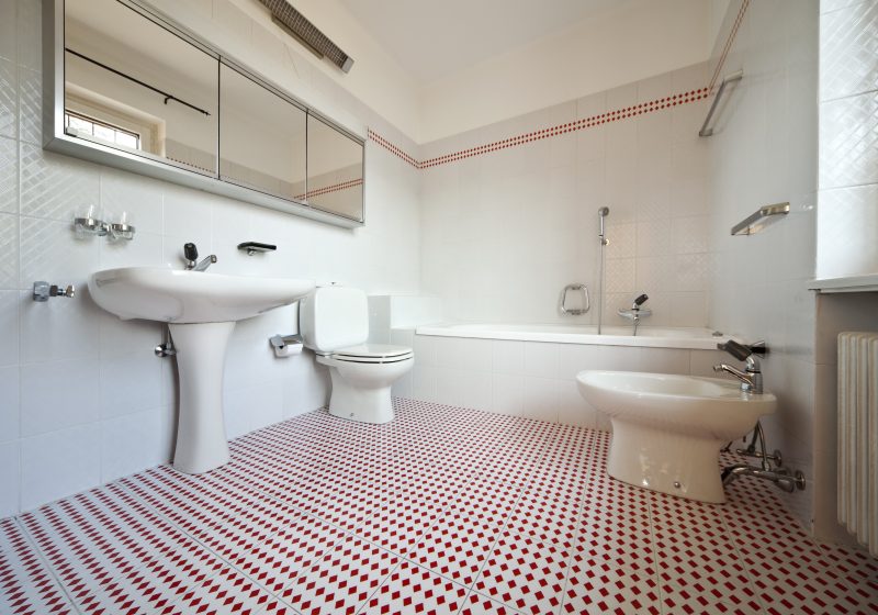 bathroom interior design with unique tiles