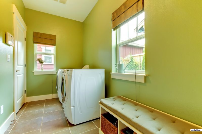 Nice green laundry room design